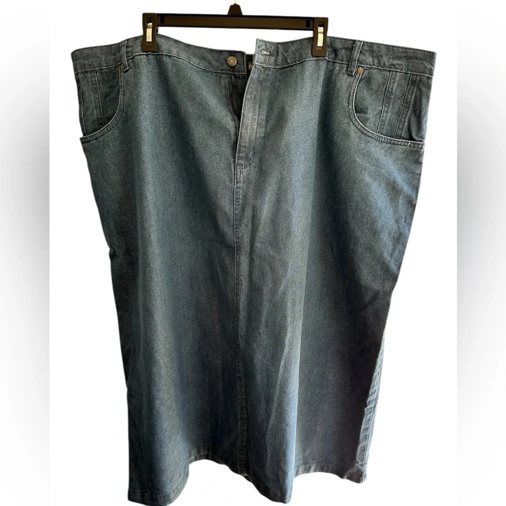 Jessica London’s Classic Cotton Denim Midi Skirt Size 30W - Picture 2 of 5